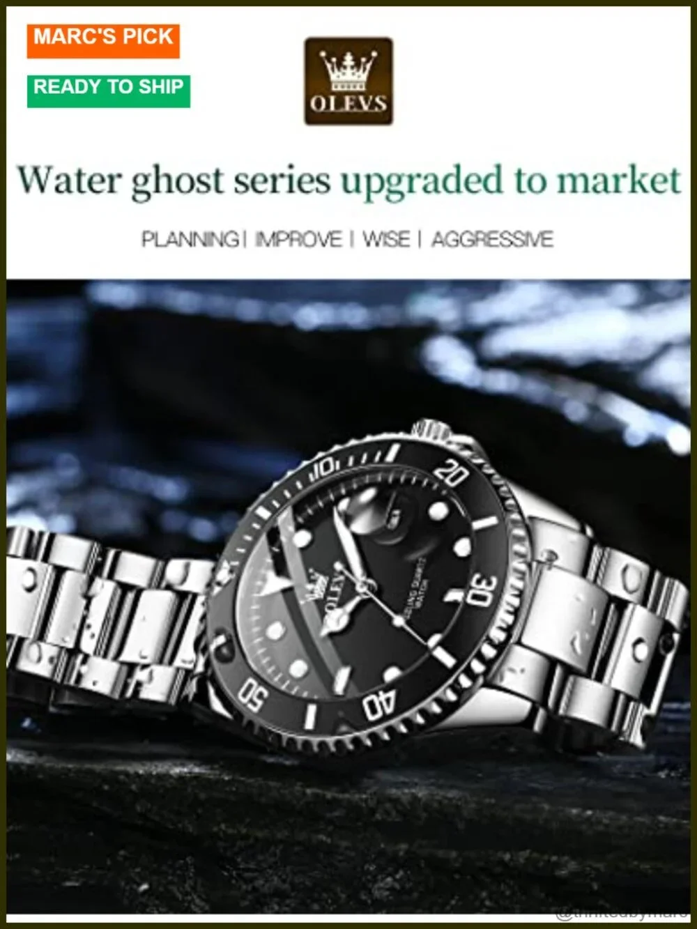Classic Silver Stainless Steel Dress Watch with Luminous Hands